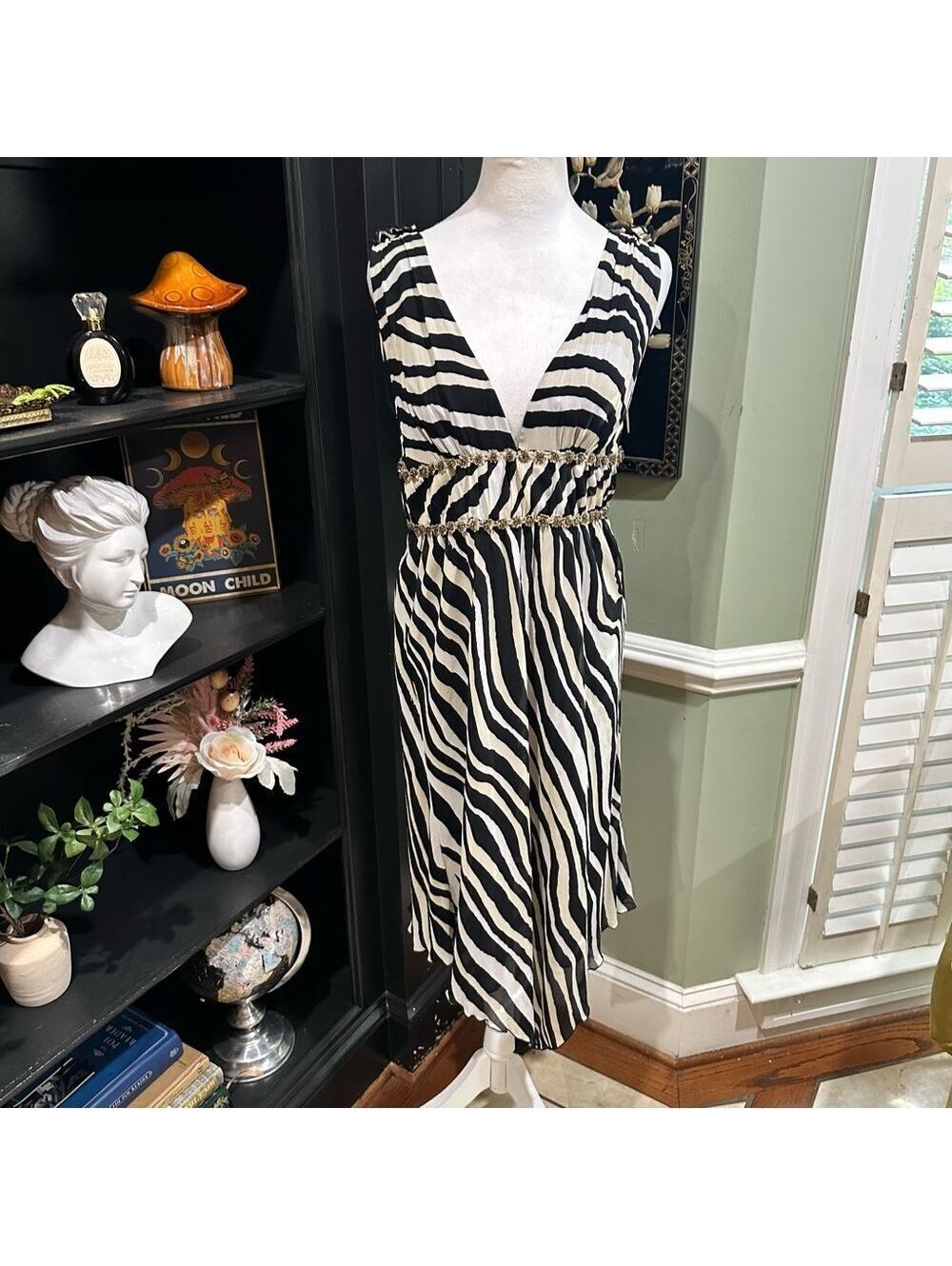 Trina Turk Zebra Print Silk Dress – Size Medium (8) – Ashley Tisdale 2000s